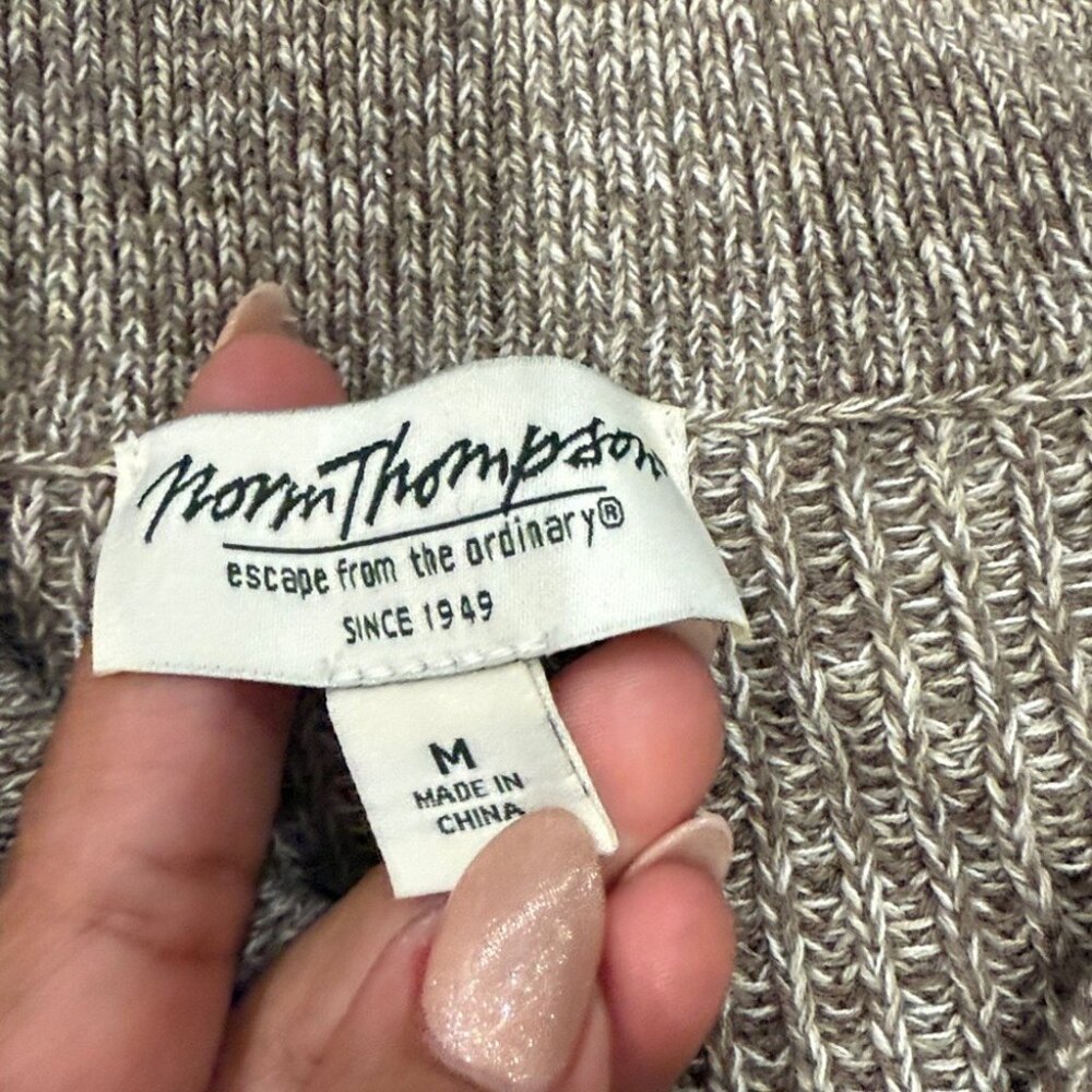 Norm Thompson Polo Sweater Womens Medium Taupe Marled Knit Short Sleeve Preppy - Picture 5 of 6